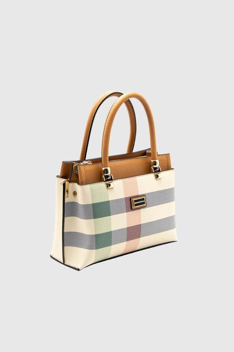 НОВО! ЛИКВИДАЦИЯ! Дамска чанта в свежи цветове каре Silver&Polo