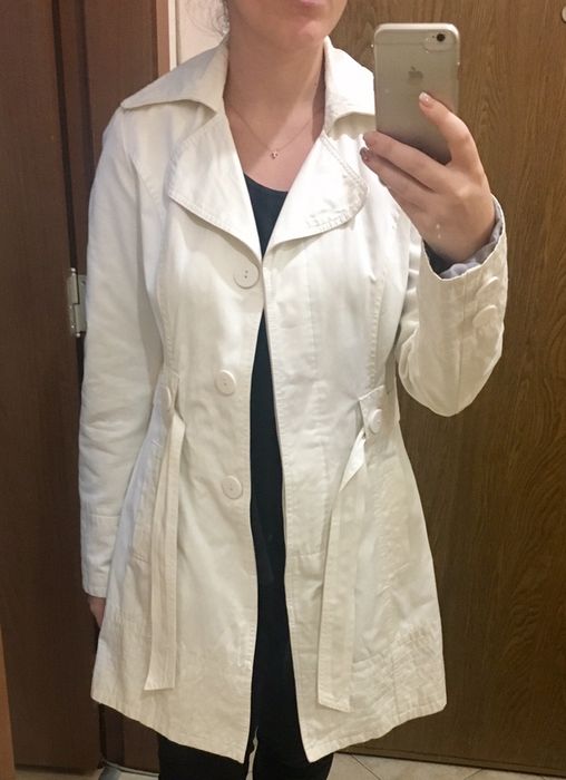 Бял дамски шлифер Orsay тренч