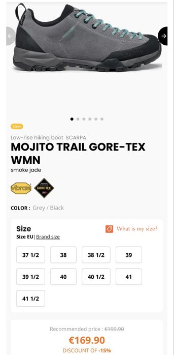 Туристически обувки SCARPA MOJITO TRAIL GORE-TEX . Размер 37.5