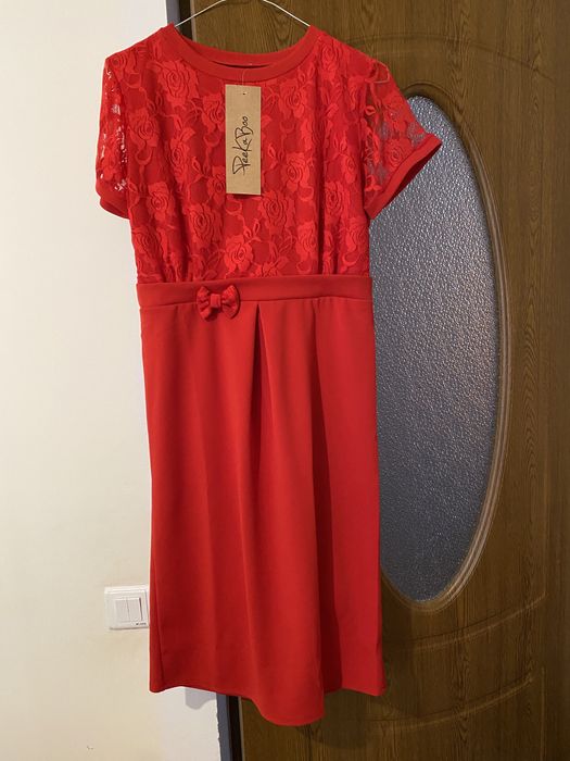 Rochie gravide, rosie cu dantela M