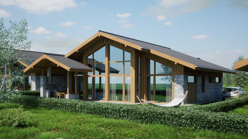 Еднофамилна къща с пет спални в алпийски стил между Банско и Разлог