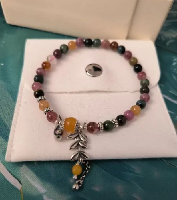 Браслет натуральный турмалин серебро Браслет интересный 
Серебро 925 и