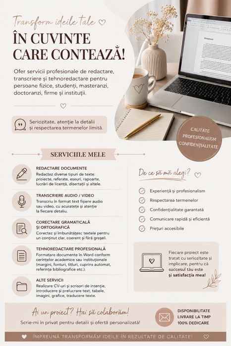 Redactare și corectură texte – servicii profesionale, remote