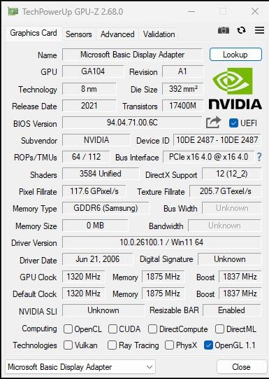 Palit RTX 3060 Dual OC 12gb