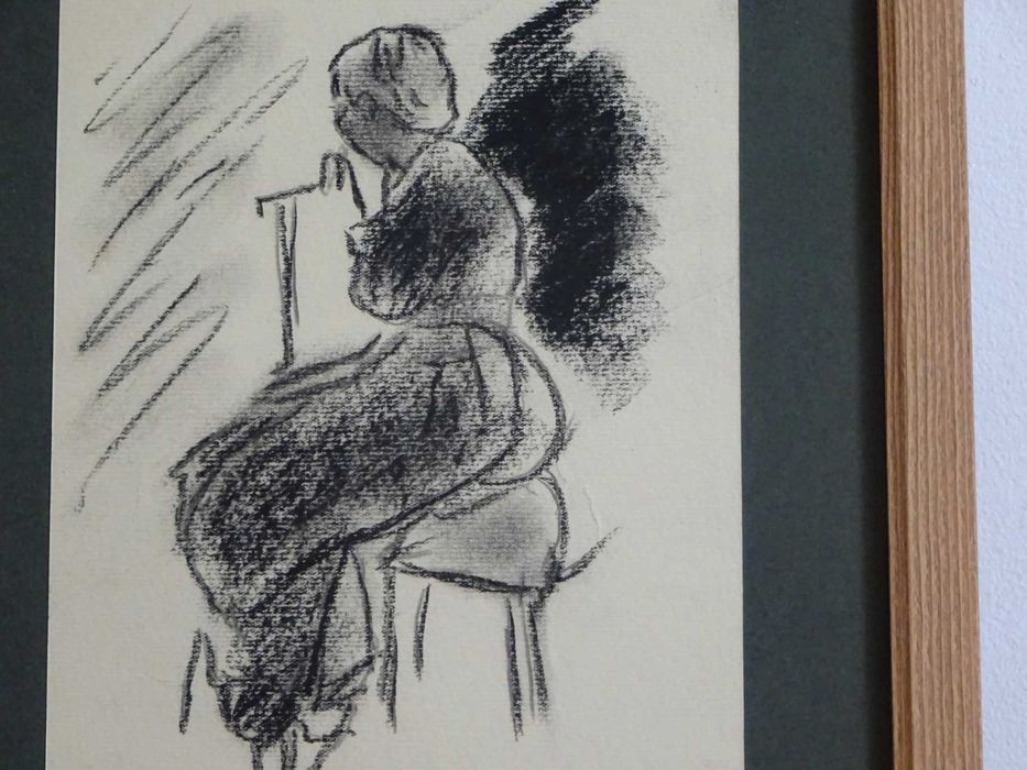 Corneliu Baba, ’Tataroaica pe fotoliu’|Tablou vechi, carbune pe hartie