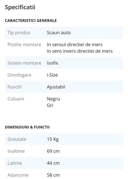 Scaun auto Isofix I-Size GB Vaya