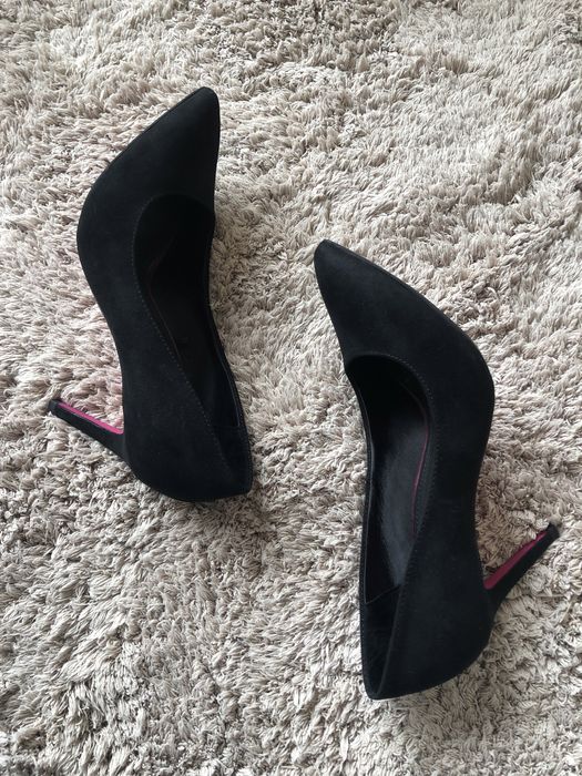 Класически черни велурени стилето обувки 38