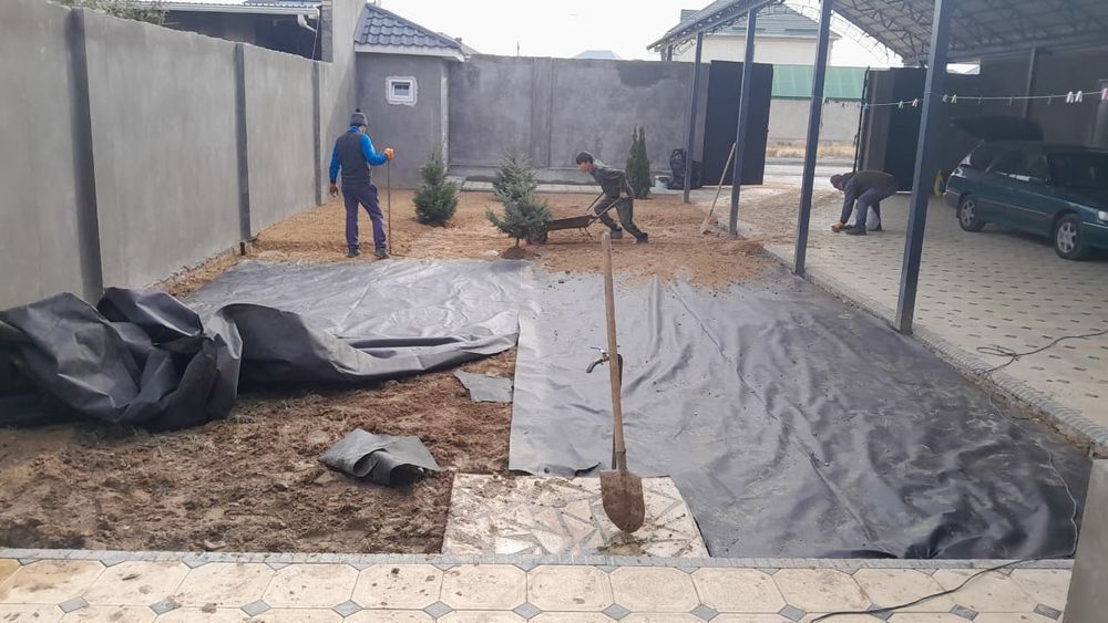 Посадка газона с поливом