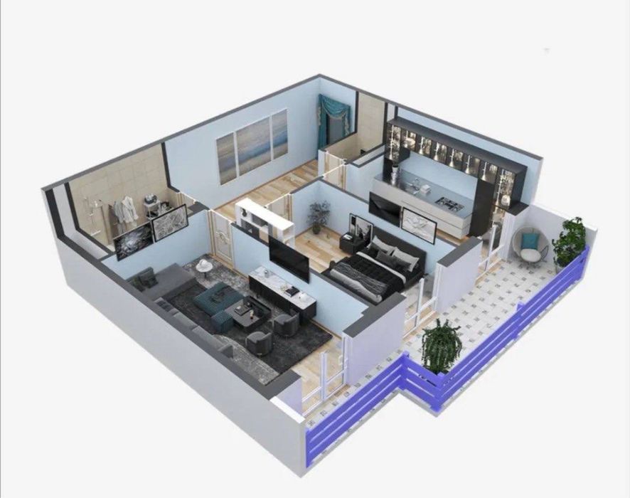 Продажа 2-комн новостройки 65м² с террасой, Юнусабад 16, ЖК Xon Saroy