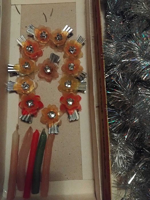 Set globuri de sticla si ornamente Craciun din anii '80