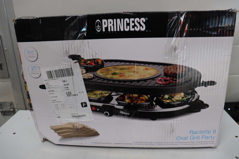 Раклет грил Princess - Овална форма, 8 тигана, Многофункционална плоча