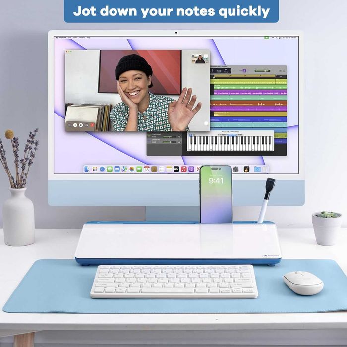 НОВА! Стъклена дъска за бюро с органайзер, отделения и стойка