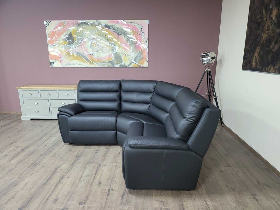 Черен кожен ъглов диван La-z-boy