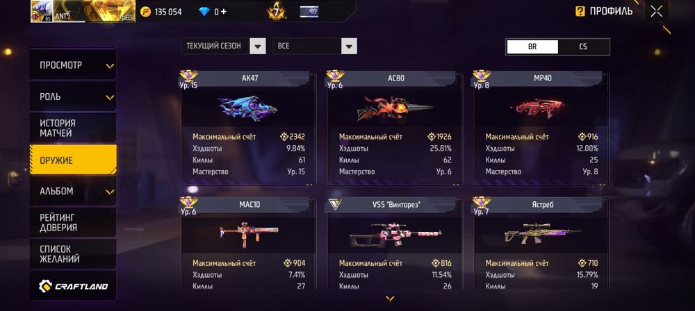 Аккаунт Free fire