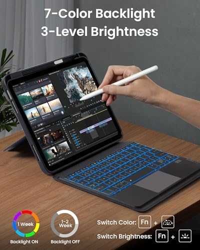 Нов Калъф с клавиатура за iPad 10th Gen A16 2025, тъчпад, RGB, UK layout Кейс таблет Айпад