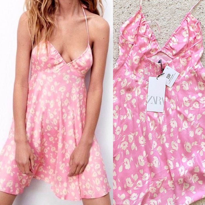 Zara сатенена рокля Нова!