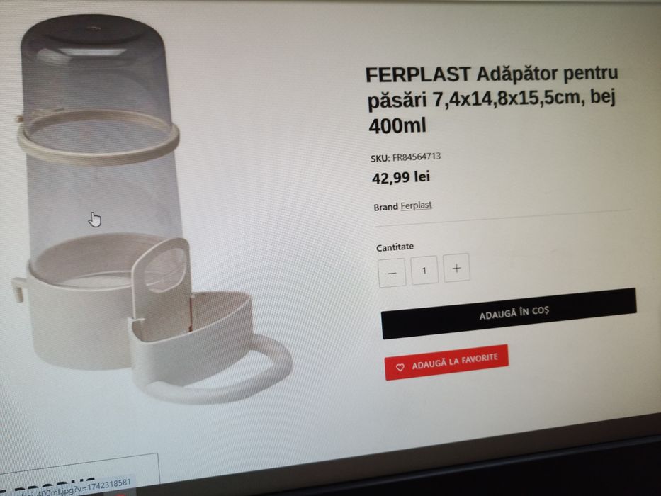 Hranitor, adaptor pentru pasari de colivie.