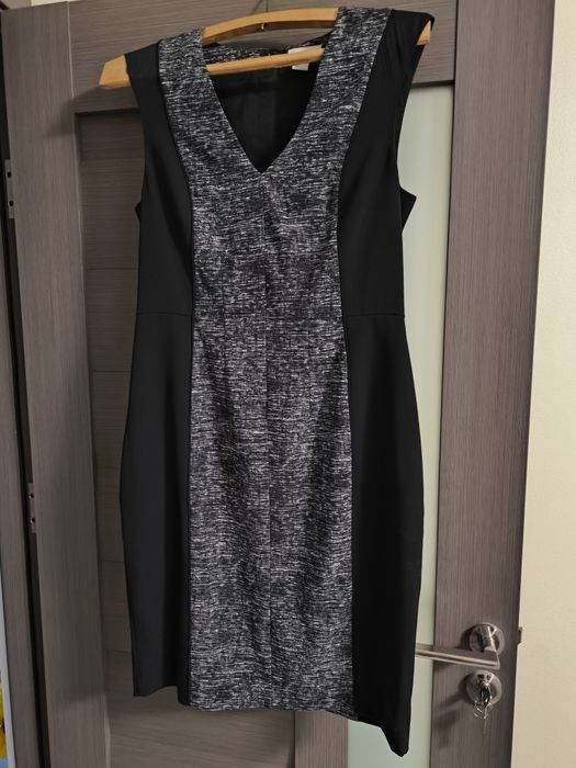 Rochie gri - negru fără mâneci