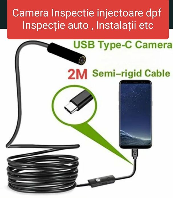 Cameră endoscopică 2 m cameră flexibilă inspecție cu leduri ajustabile pentru Android tip c