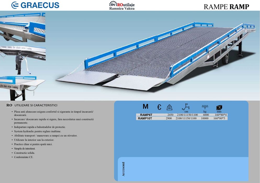 rampa container, rampe mobila incarcat tir camion conteiner 10t