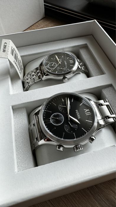 Чисто НОВ комплект Fossil 100% оригинален дамски мъжки часовник кутия
