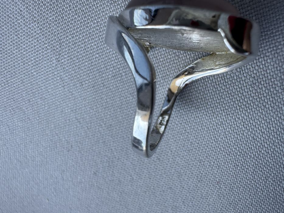 Inel din argint rodiat si cuart roz