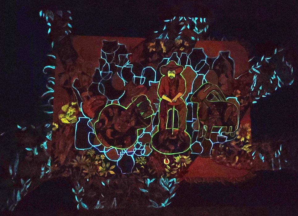 Светящаяся в темноте интерьерная картина, авторская ручная  работа