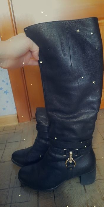 Кожанные зимние сапоги