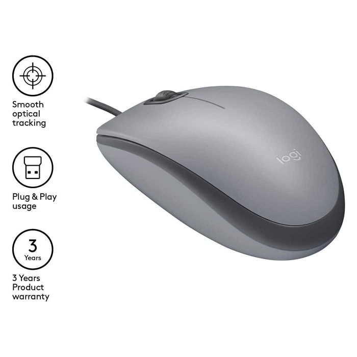 Logitech M110 SILENT компютърнa мишкa,с безшумни клавиши,USB-A кабел