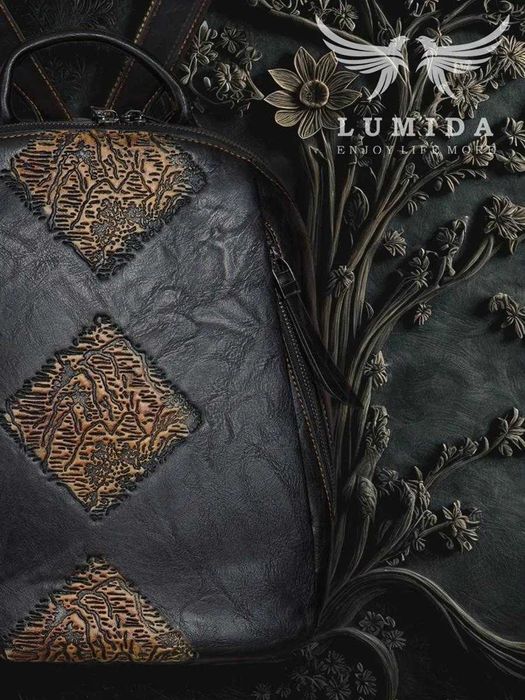 Рюкзак натуральная кожа черный, черный глянец