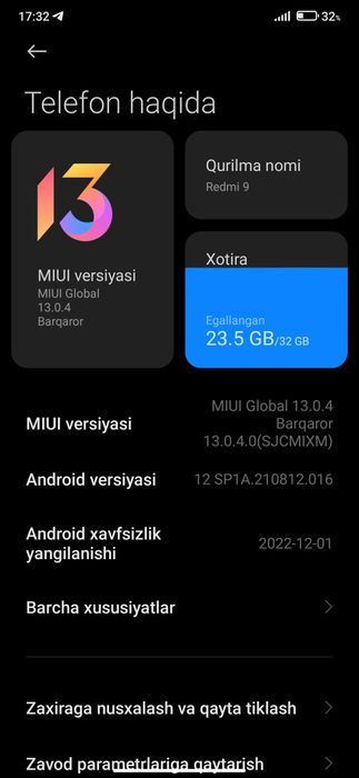 Redmi 9 tozza hammayogʻi radnoy tel