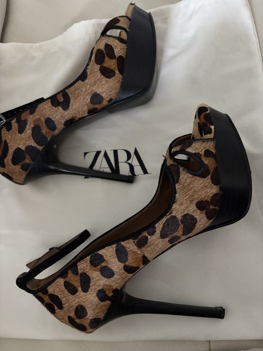 Pantofi din piele naturala animal print 37