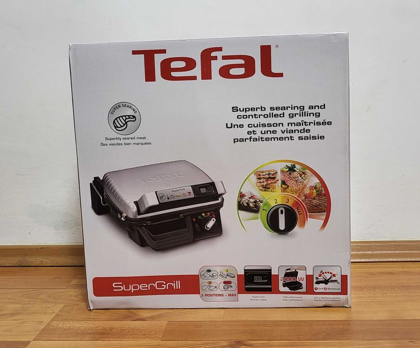 Sigilat Gratar electric cu timer Tefal Super Grill GC451B12 InoxNegru ideal cadou