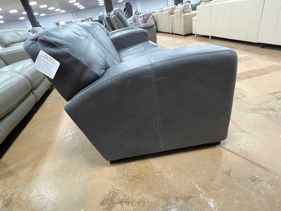 ПРОМОЦИЯ!!! Сив кожен диван тройка и фотьойл - естествена кожа