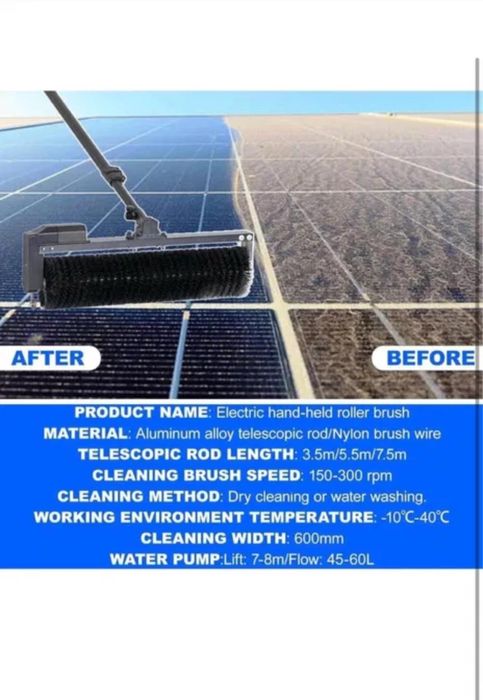 Perie rotativa spalat panouri solare fotovoltaice electrica prelungito