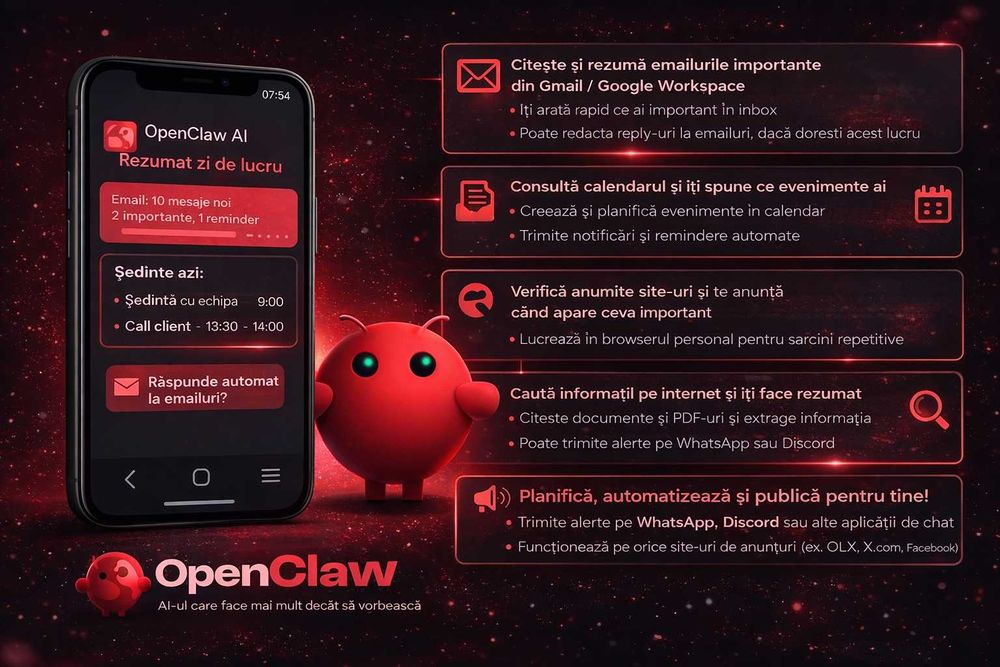 Instalare OpenClaw, asistent AI pentru automatizări și notificări | Server VPS gratis 3 luni