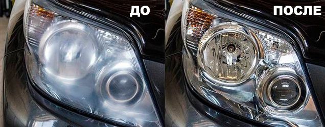 Полировка фар  и мелких деталей кузова.