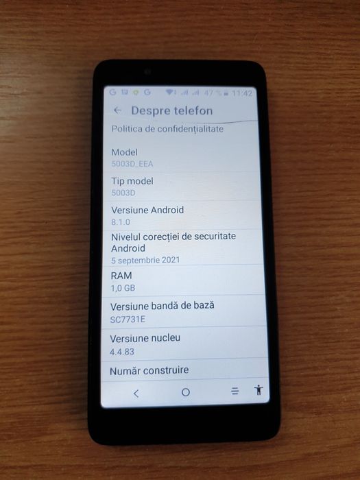 Alcatel 1c 2019 5003D Android 8 dualsim necodat 1Gb RAM sticla fisura
