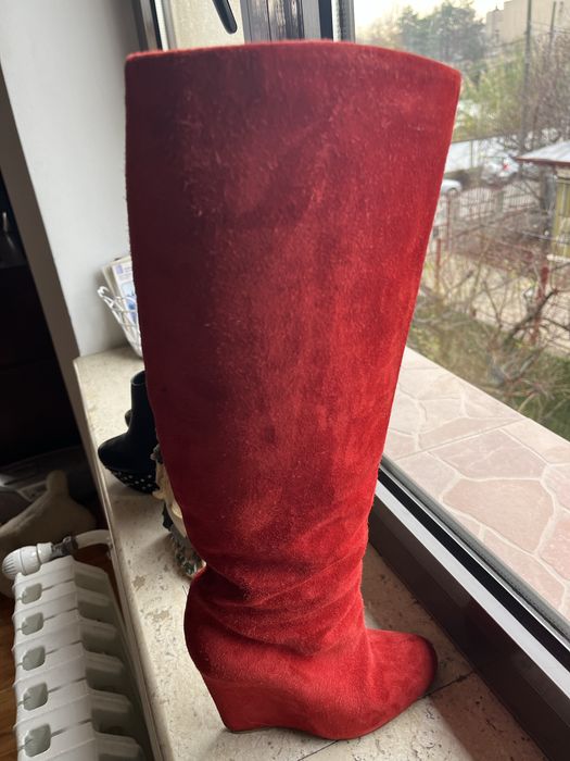 Cisme Christian Louboutin - 36,5 - piele întoarsă, roșu - ca noi