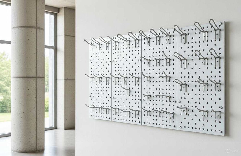 Teshilgan panel, перфопанель, do'konda ilgaklar uchun panel