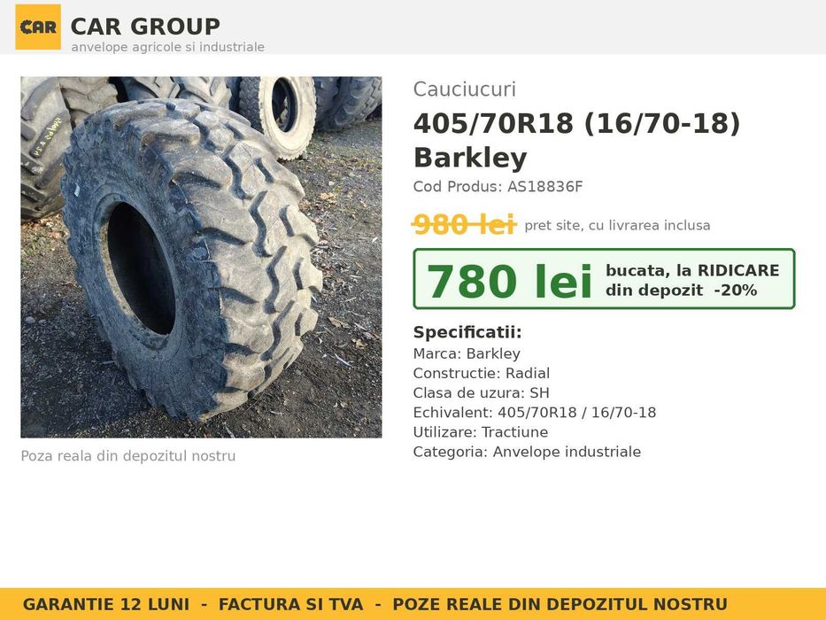 Cauciucuri 405/70R18 Barkley Anvelope Incarcator INDUSTRIAL SH