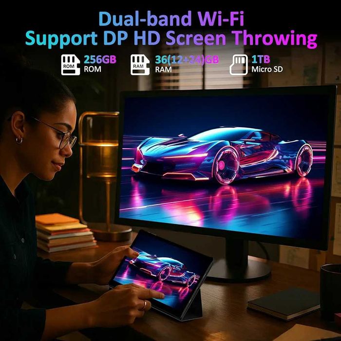 Огромен 14 инчов Таблет BEYNIVAN Android 15 36GB RAM 256GB ROM, USB-C