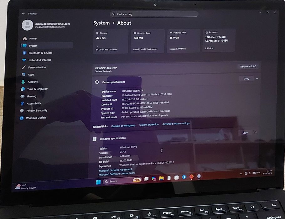 Microsoft surface laptop 5  16/512 ideal