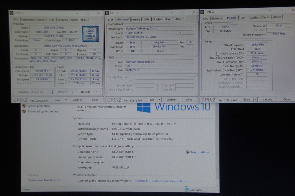 Kit placa de baza Gigabyte H110M-S2H + CPU i3 7100 3.9Ghz + 8GB DDR4