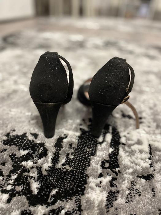 Sandale elegante negre cu sclipici