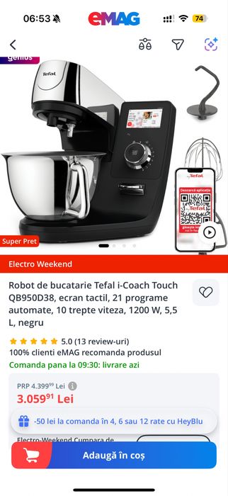 Robot de bucatarie TEFAL i-Coach Touch QB950D38