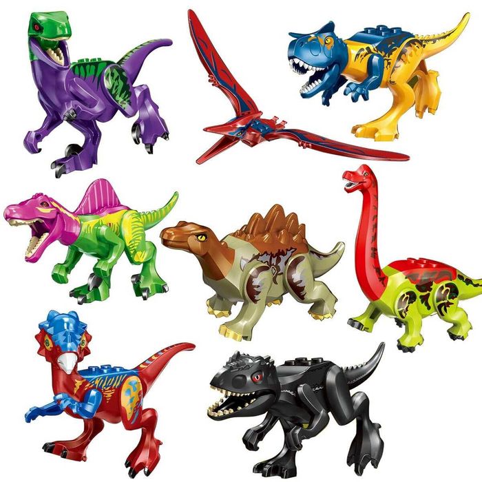 Set 8 Dinozauri tip Lego Jurassic World cu Mutanti si Black T-rex