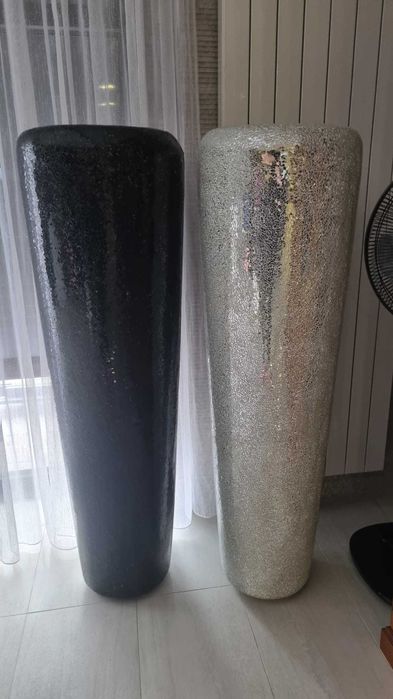 Vaze de podea din mozaic oglindă - Negru & Argintiu