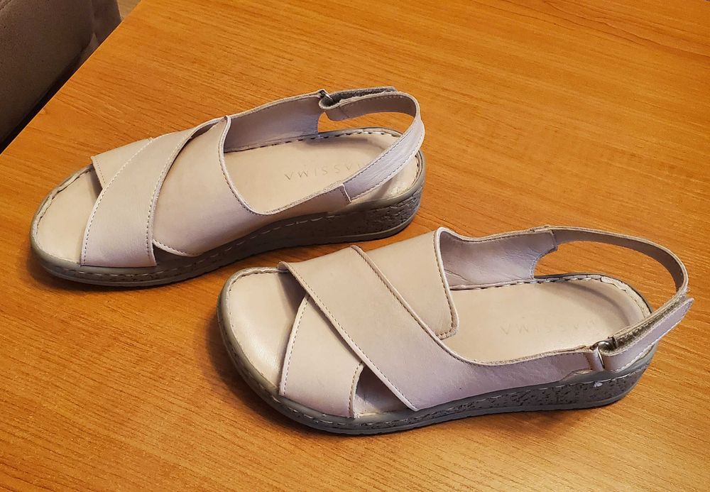 Летни сандали, естествена кожа, цвят: тен/бежов, размер: 36