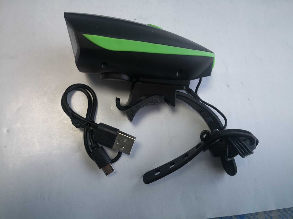 Far de bicicleta cu led si sonerie cu acumulator